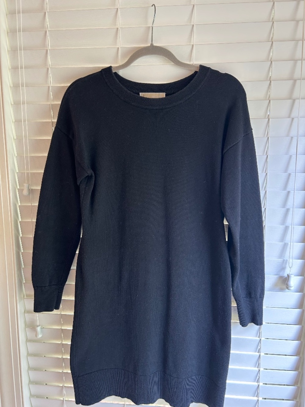 Michael Kors Black Dress Size S Midi Above the Knee Long Sleeve Cotton